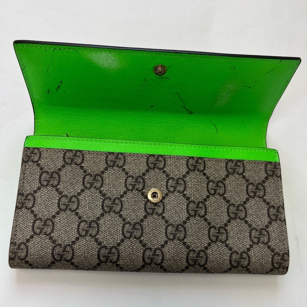 Gucci Authentic GG Canvas Green Heart Patch Long Wallet Monogram Limited Edition - Picture 5 of 12